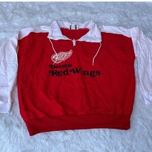 Vintage Detroit Red Wings 1/4 Zip Pullover XL Red White NHL
